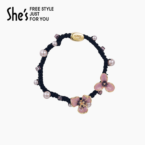 shes梵高手工滴油百搭风发绳花朵