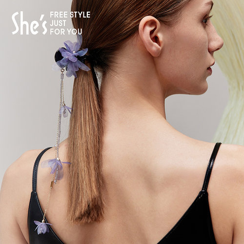 shes茜子梦幻薄纱花朵小号抓夹