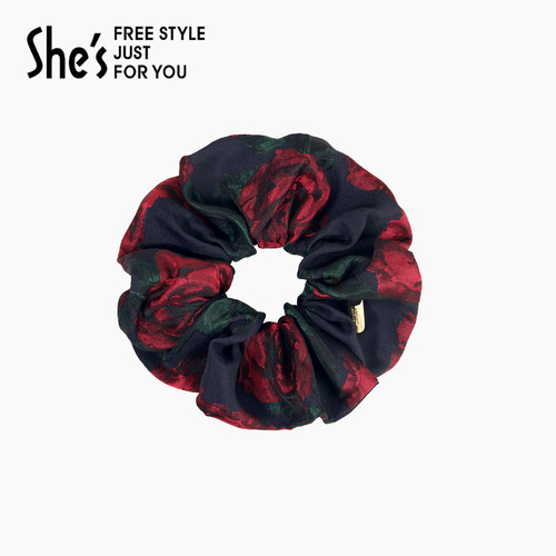 shes茜子复古玫瑰提花大肠发圈
