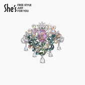 shes茜子植物物语凝露璀璨工艺水晶编织胸针高档胸花别针轻奢女