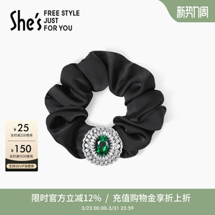 shes茜子巴比耶复古盛宴人工宝石发圈精致头饰轻奢高档发绳发饰品