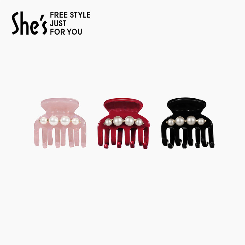 shes茜子巴比耶时尚工艺珍珠醋酸板材抓夹半发发抓小号鲨鱼夹发饰,饰品/流行首饰/时尚饰品新,发饰,淘宝优惠券,粉丝福利购,淘宝优惠卷
