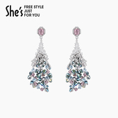 shes茜子耀我宣言手工编织工艺水晶吊坠耳环925银针耳饰2025新款