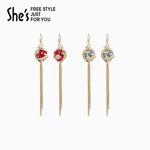 shes茜子意境东方-星夜游龙国风耳环高级感流苏耳饰品