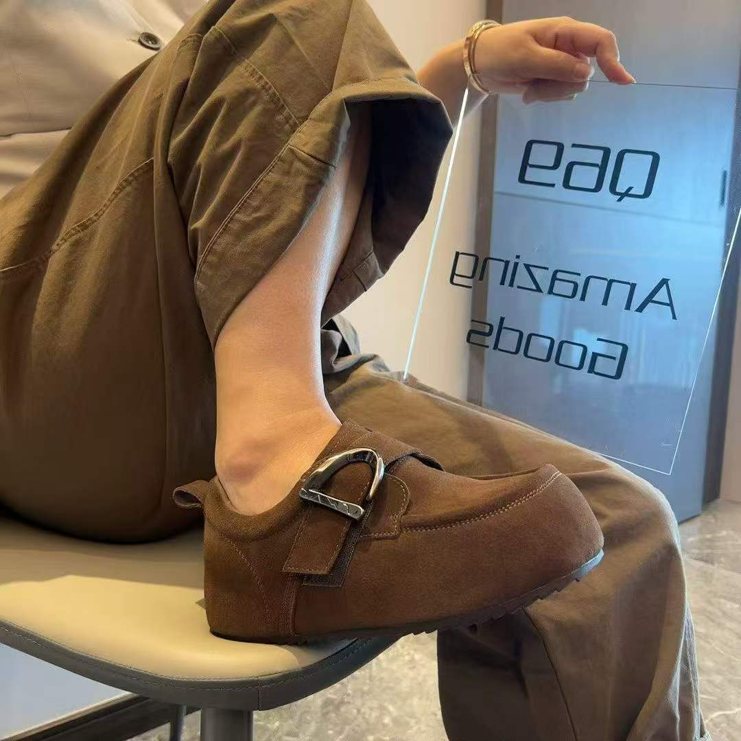 磨砂皮2026新款真皮厚底勃肯勃肯鞋/软木鞋