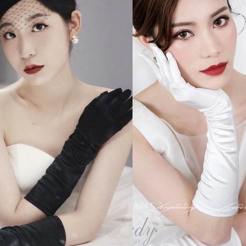 新娘婚纱礼服手套黑色赫本风结婚