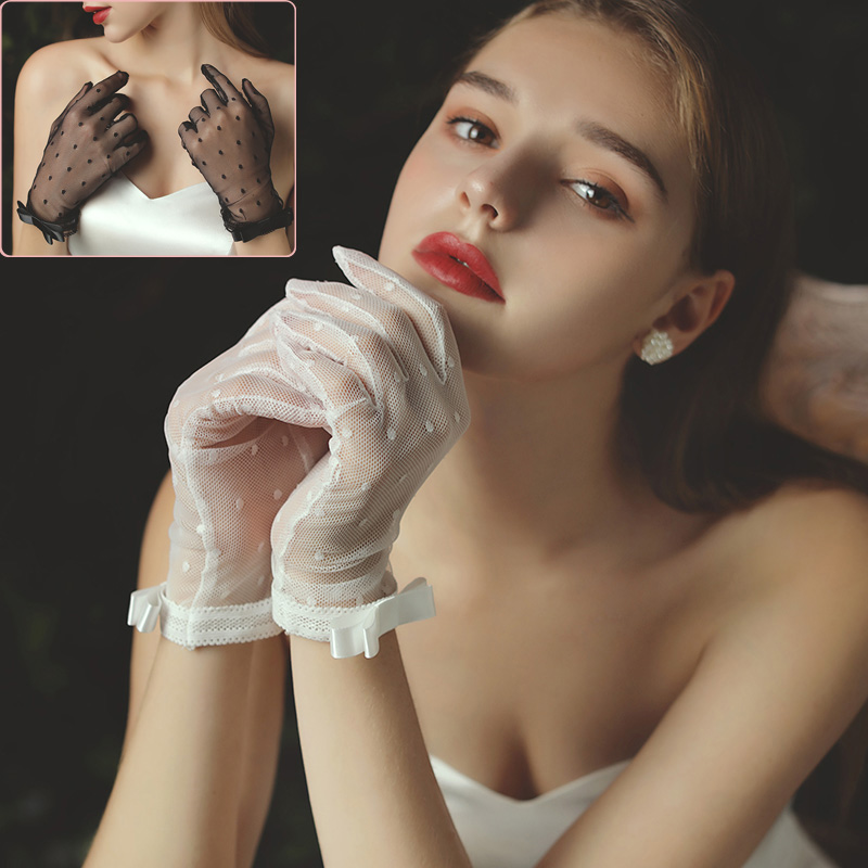 法式蕾丝手套蝴蝶结新娘婚纱礼服