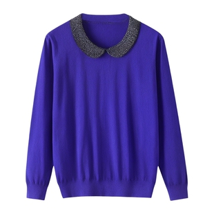 面料控必看 女 精致串珠彼得潘领 套头针织衫 清货 长袖 香港OL