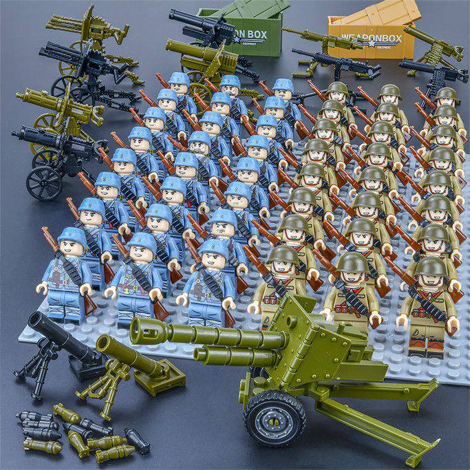 兼容乐高积木军事二战系列人仔八路军士兵人偶拼装男孩子儿童玩具