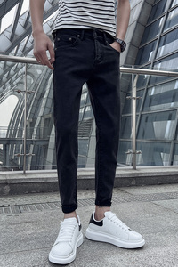 社会小伙 牛仔裤男士修身小脚弹力简约百搭潮牌显瘦休闲裤 139P55图片