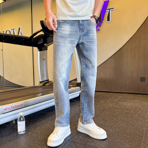 秋冬主推 美式高街痞帅cleanfit弹力微宽松直筒牛仔裤男潮 180P65图片