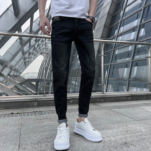 社会小伙 牛仔裤男士修身小脚弹力简约百搭潮牌显瘦休闲裤 105P65图片