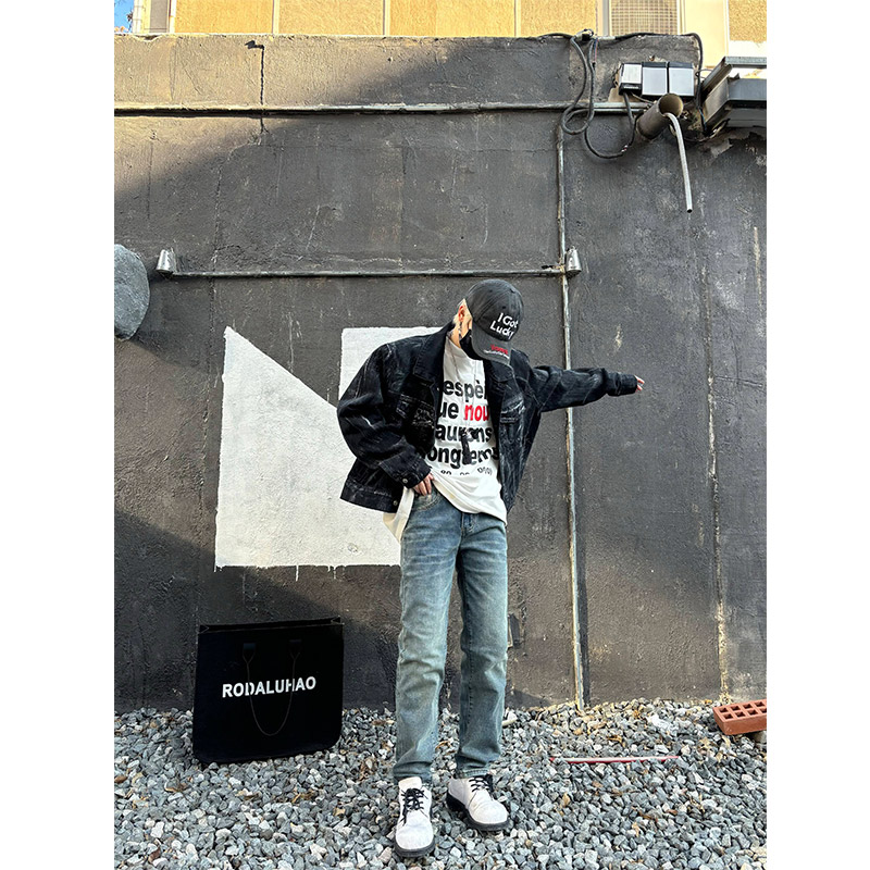 有加绒款男士牛仔裤修身小脚裤潮牌潮流痞帅美式高街裤子136P55,男装牛仔裤,星座1102