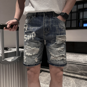 社会小伙 牛仔短裤男外穿2023夏季休闲五分裤高街潮牌中裤 502P48图片