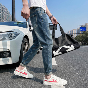 马路街拍 牛仔裤男士修身小脚弹力简约百搭潮牌显瘦休闲裤 136P55图片