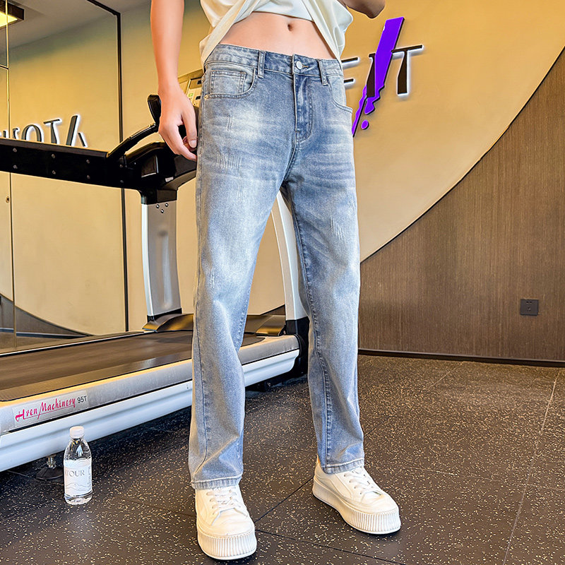 秋冬主推美式高街痞帅cleanfit弹力微宽松直筒牛仔裤男潮180P65,男装牛仔裤,星座1102