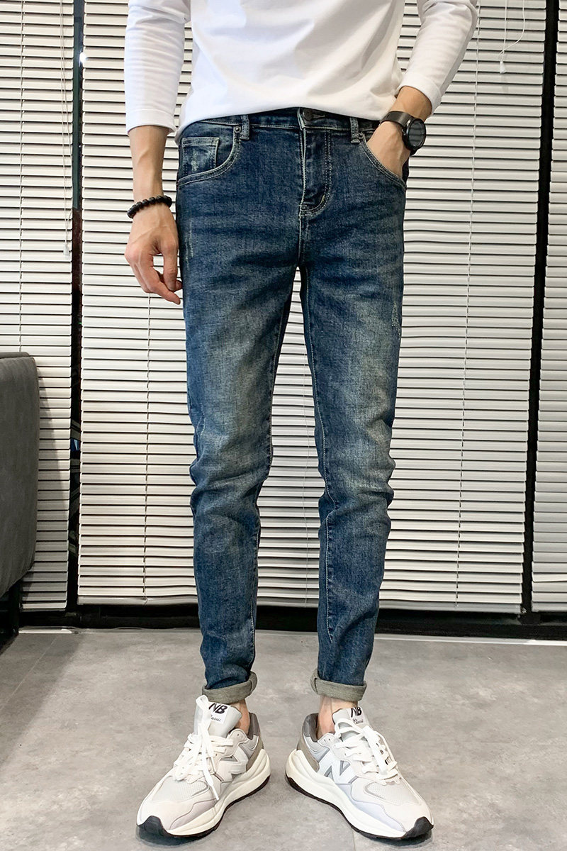 男士牛仔裤潮牌2025春秋季新款修身小脚长裤复古休闲裤子135P55,男装牛仔裤,星座1102