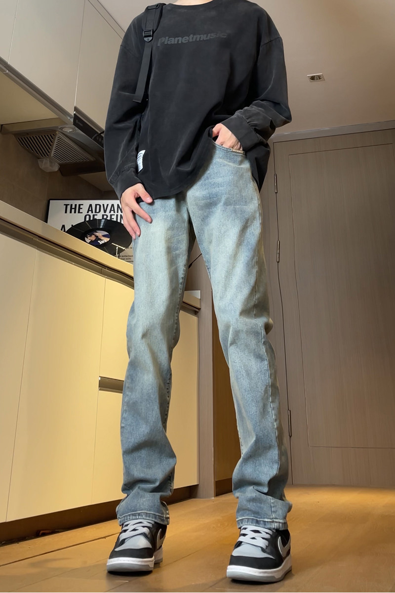 秋款2025新款复古牛仔裤男潮牌合体水洗直筒窄版男裤6601P55控78,男装牛仔裤,星座1102