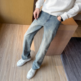 四季款牛仔裤男潮牌复古休闲百搭宽松显瘦弹力直筒长裤子185P65，男装牛仔裤，星座1102