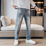 秋冬主推美式高街痞帅cleanfit弹力微宽松直筒牛仔裤男潮180P65，男装牛仔裤，星座1102