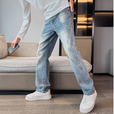 秋冬主推美式高街痞帅cleanfit弹力微宽松直筒牛仔裤男潮180P65，男装牛仔裤，星座1102