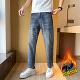 加绒加厚小个子男装弹力微宽松黑色直筒牛仔裤男98606P55加绒P65，男装牛仔裤，星座1102