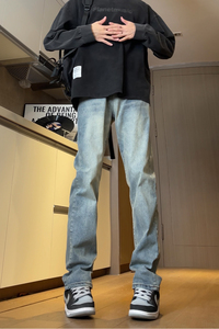 秋款2025新款复古牛仔裤男潮牌合体水洗直筒窄版男裤6601P55控78图片
