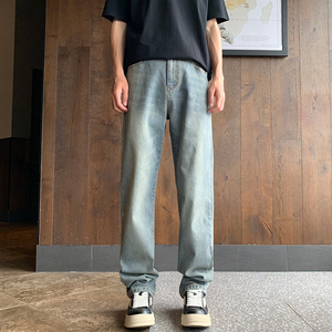 秋冬主推 美式高街痞帅cleanfit弹力微宽松直筒牛仔裤男潮6601P55图片