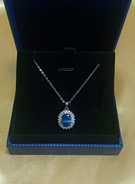 925纯银蓝宝石项链宝蓝色