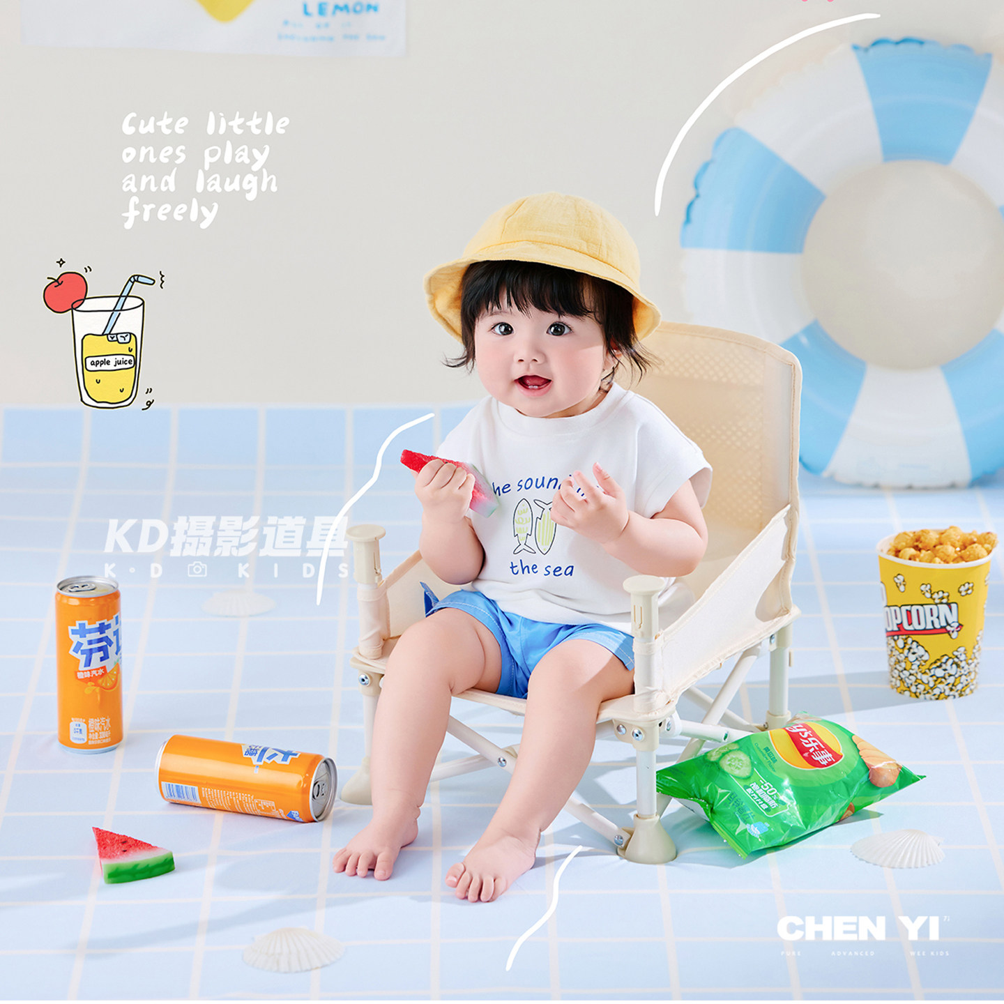 夏日新品宝宝百天照主题 影楼儿童写真100日艺术照衣服KD摄影道具