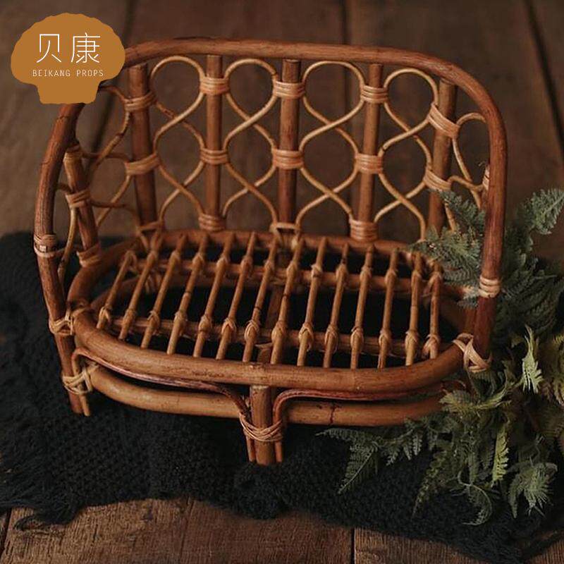 影楼道具新生儿摄影编织椅框婴儿宝宝拍照儿童摄影藤编筐辅助用品