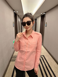大码时尚纯色净版衬衫女春新款翻领韩版肩章长袖修身职业气质衬衣