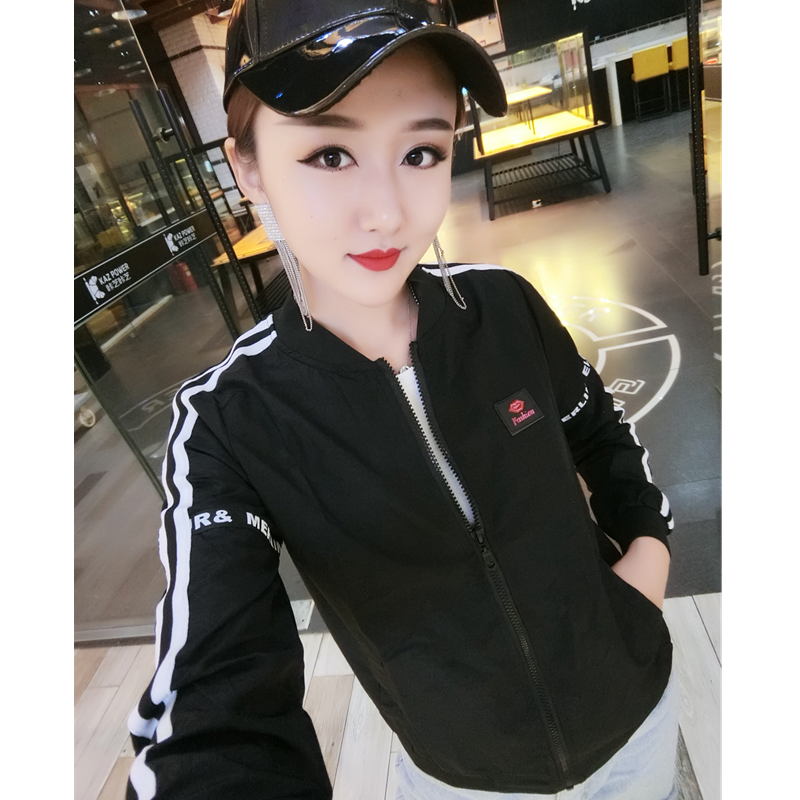春夏季新款韩版宽松户外骑车防嗮衣女百搭薄款学生外套黑色运动潮
