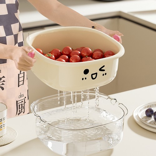 洗菜盆沥水篮家用厨房双层多功能洗菜篮子洗水果滤水淘菜盆水果盘