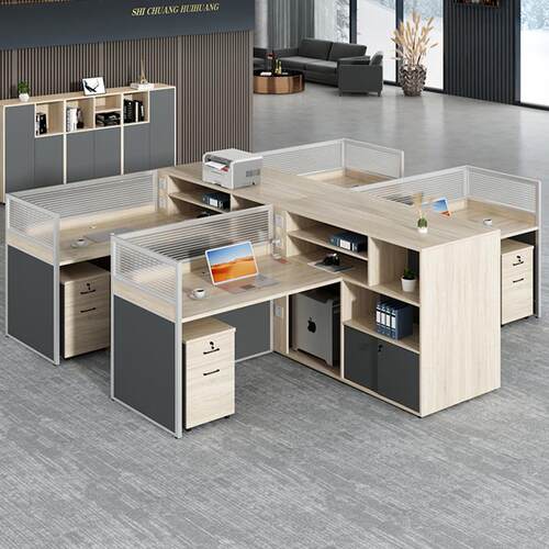 屏风办公桌简约现代工位员工4四6人位办公室财务卡座职员桌椅组合