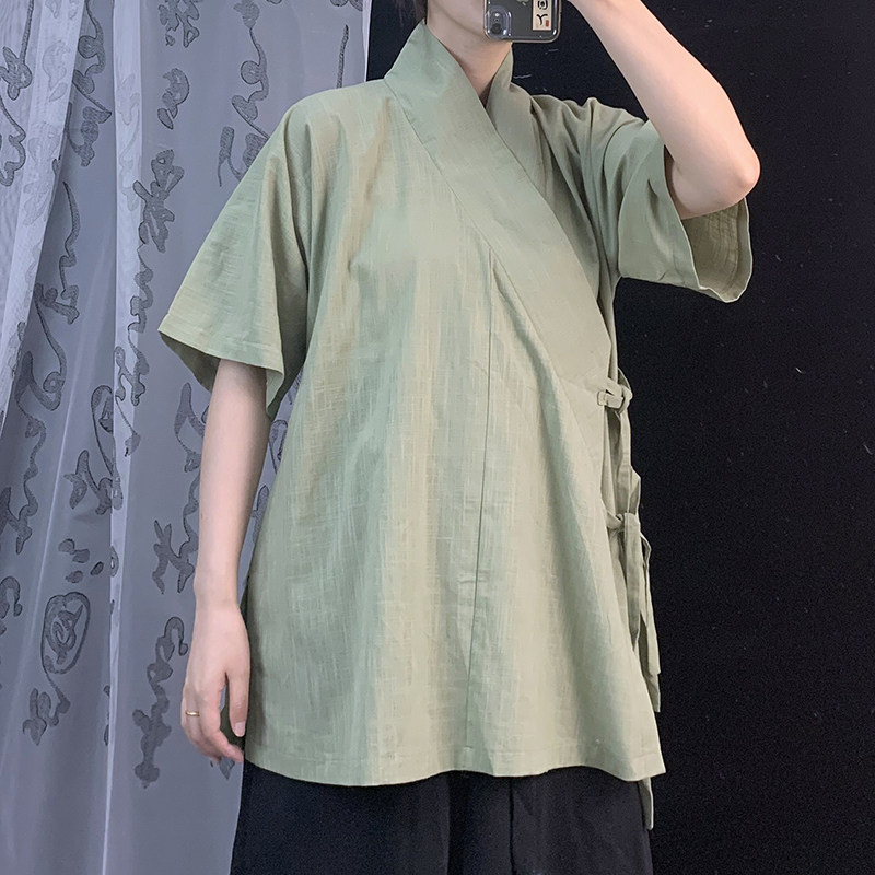 [棉麻半袖短打]鸟鸣山空原创汉服明制交领短衫家居服中衣夏季汉服