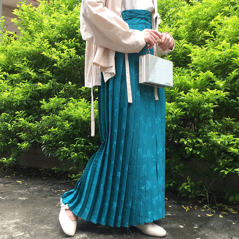 【现货】鸟鸣涧如梦令宋制百迭裙提花暗纹褶裙汉服一片式工业褶