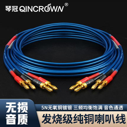 hifi音响喇叭线环绕线5n无氧铜镀银纯铜功放主音箱香蕉头连接线
