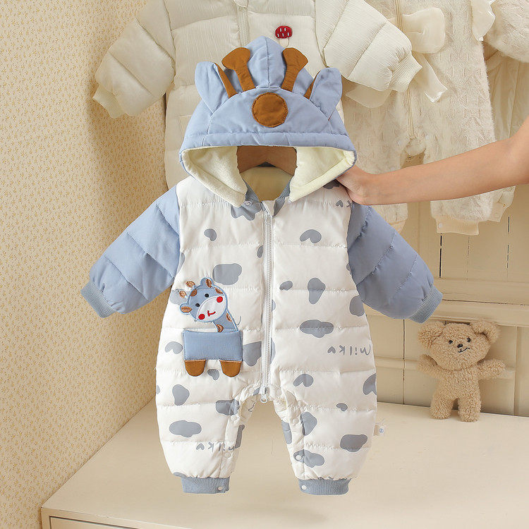 可开档日常活动聚酯纤维A类加绒加厚连身衣/爬服/哈衣