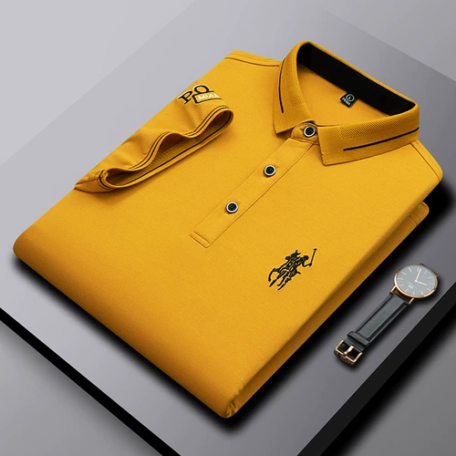 Летняя хлопковая однотонная футболка polo, рубашка, модная трендовая футболка с коротким рукавом