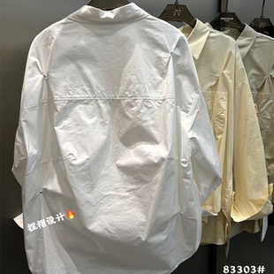 静雅家83303春季新款高级感百搭宽松白色衬衫上衣中长款女