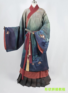 尚衣局纸样汉服版型纸版直裰百迭裙复原样板图裁剪CAD制版定画图