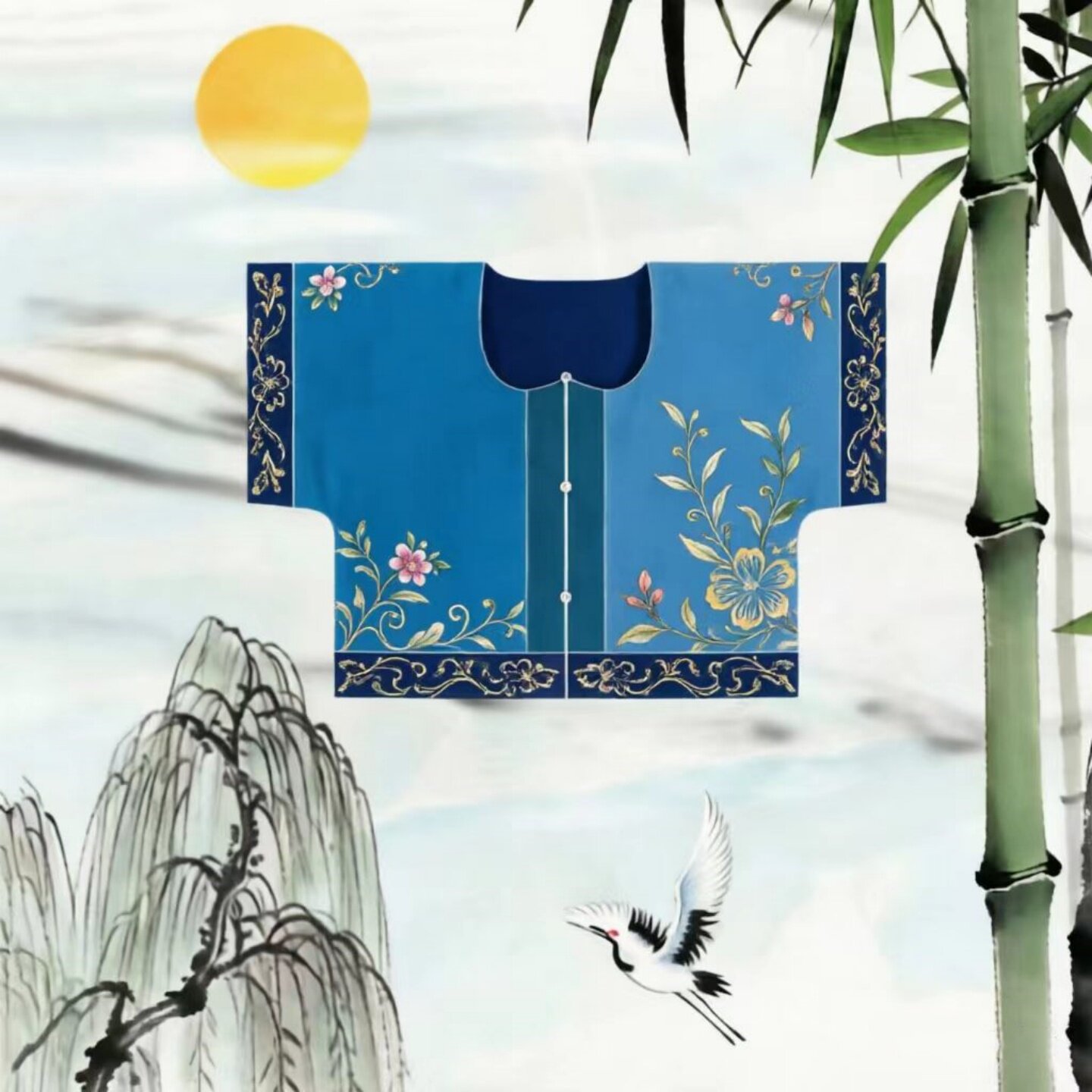 短褙子鸡心领半臂汉服纸样版新款