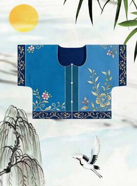 短褙子鸡心领半臂汉服纸样版新款