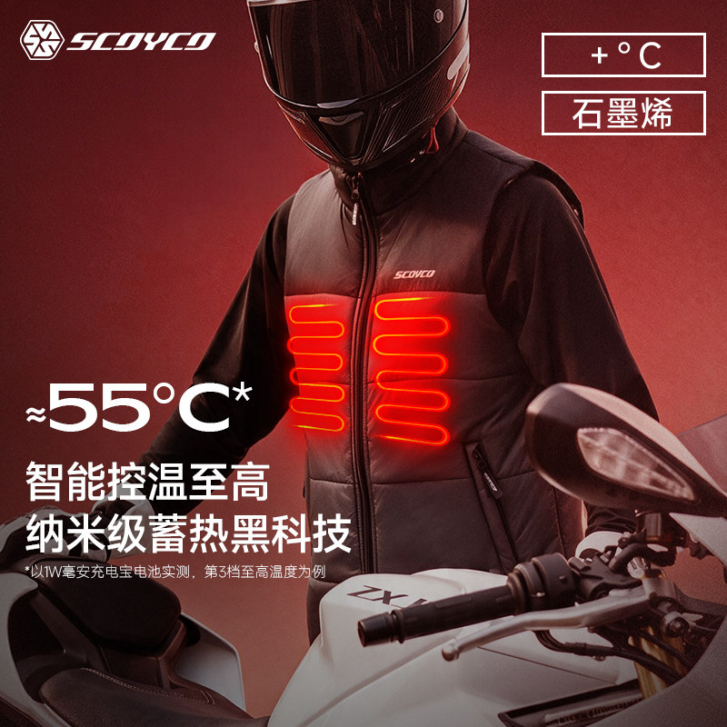 赛羽摩托车骑行服电热马甲石墨烯保暖防风抗寒摩旅通勤秋冬男女