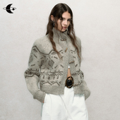 女小个子外套 费尔岛毛衣慵懒针织开衫 张婧仪同款 几何乐章