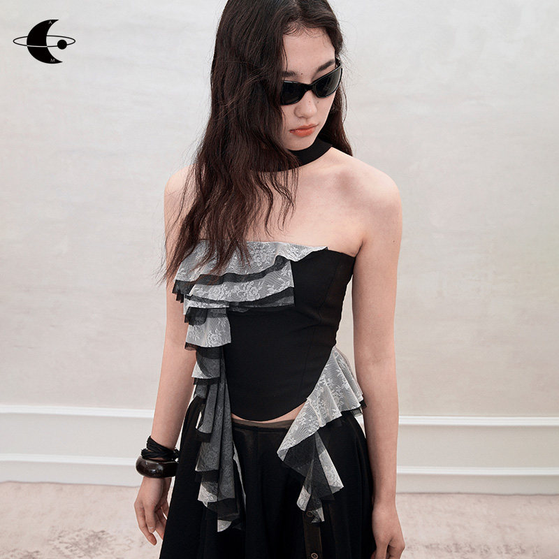 创世纪元【纱影迷离】蕾丝花边抹胸背心女法式露肩挂脖上衣高级感,女装/女士精品,背心吊带,淘宝优惠券,粉丝福利购,淘宝优惠卷