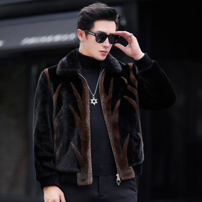 水貂毛领休闲貂绒翻领皮草皮衣