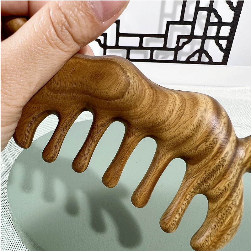 正宗阿根廷绿檀紫光檀经络刮痧通乳按摩梳刷磨圆水滴中医工具宽齿