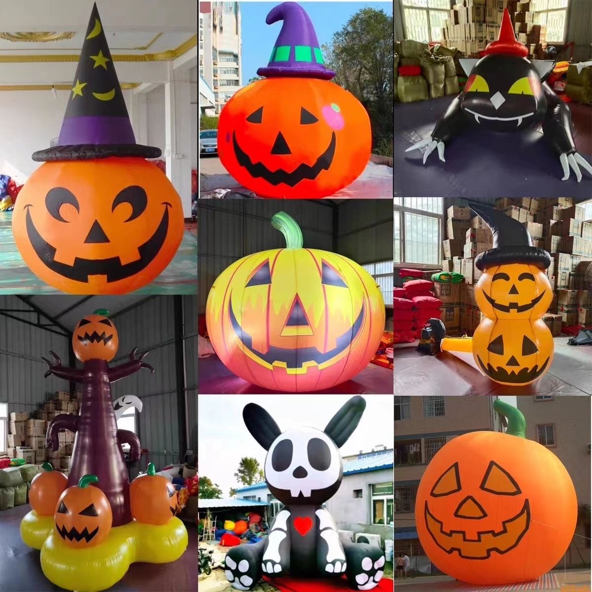 万圣节气模充气南瓜卡通人偶幽灵骷髅头酒吧装饰品发光摆件美陈日